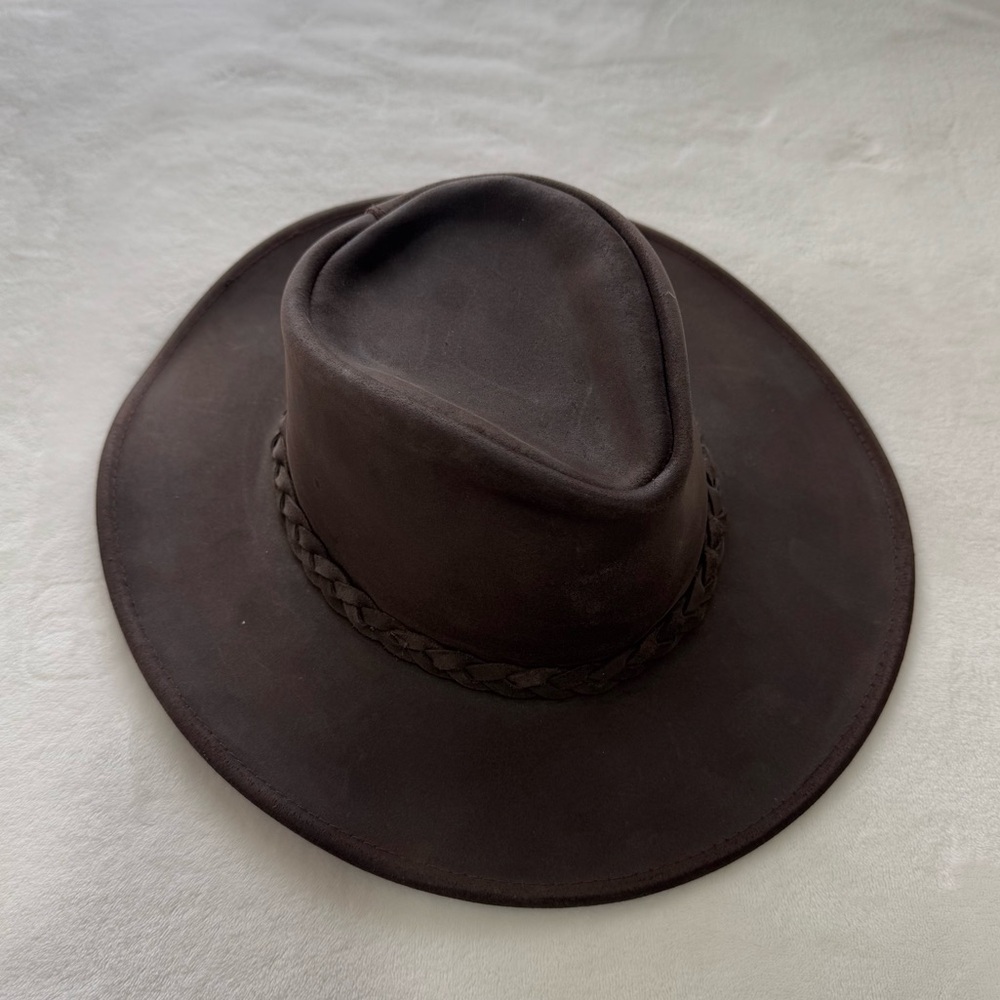 Henschel Hat Company Stark Leather Australian Hat Brown Dakota Large